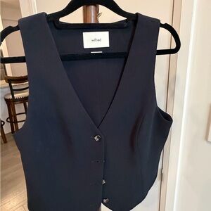 Aritzia Wilfred Black Tailored V-Neck Button Vest